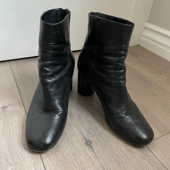 Sandro Sacha Black Leather Ankle Boots - Picture 1 of 8